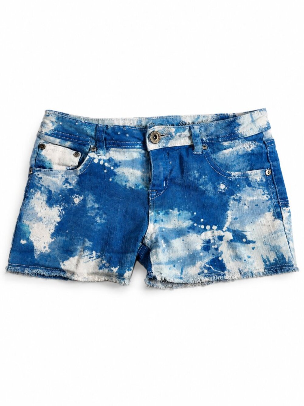 Justice Tie Dye Denim Shorts Girls Size 16R Premium Jeans High Rise Stretch